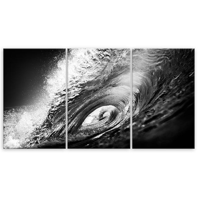 Canvas Print Waves Sea Ocean Black White Highland Dunes Size: 80cm H x 120cm W x 2cm D on Productcaster.