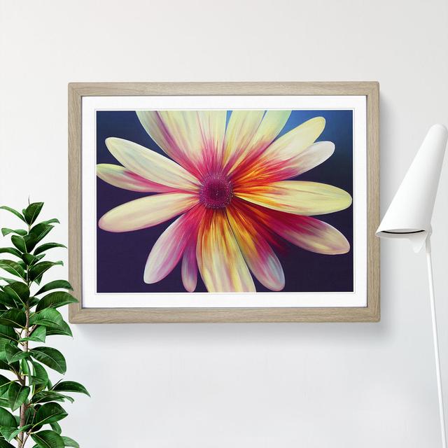 XH1022-6592X Painted Daisy Flower - Single Picture Frame Painting Marlow Home Co. Size: 34cm H x 46cm W x 2cm D, Format: Oak Framed on Productcaster.