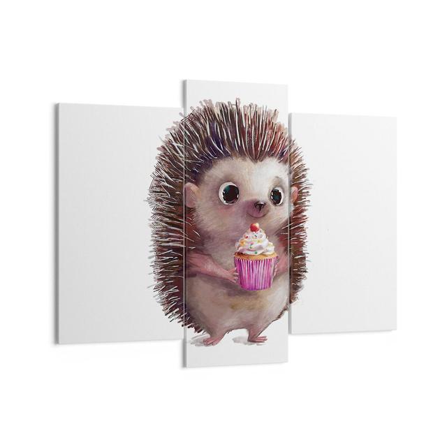 3-tlg. Leinwandbilder-Set Hedgehog Cupcake Children's Roomie Kidz Größe: 100 cm H x 130 cm H x 1,8 cm T on Productcaster.