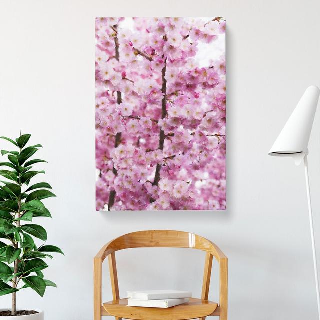 Pink Cherry Blossom Flowers Vol.2 - Wrapped Canvas Print East Urban Home Size: 76cm H x 50cm W x 3cm D on Productcaster.