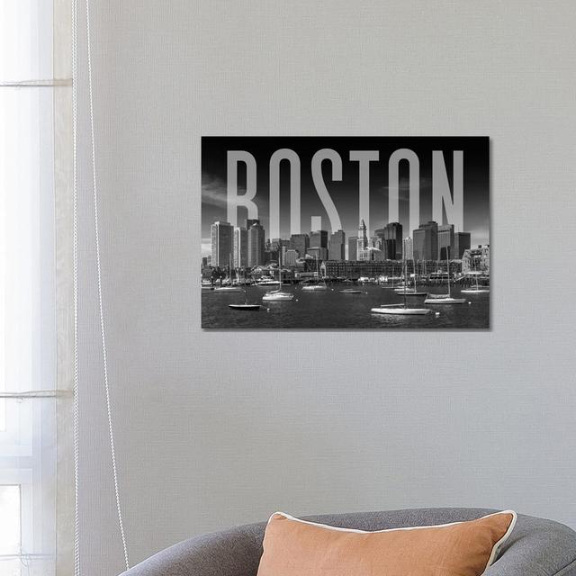 Skyline Of Boston Monochrome - Wrapped Canvas Print Latitude Run Size: 45.72cm H x 66.04cm W x 3.81cm D on Productcaster.