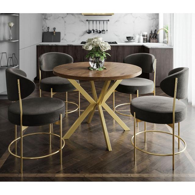 Almehdi Round Dining Table Canora Grey Table Top Colour: Brown, Size: 120cm L x 196cm W on Productcaster.