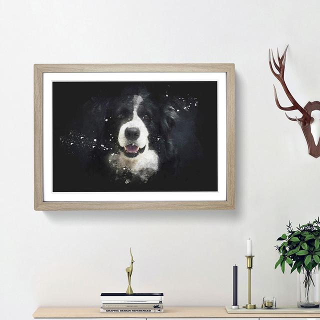 Portrait Of A Border Collie Dog - Single Picture Frame Print on MDF East Urban Home Size: 33cm H x 45cm W x 2cm D, Frame Option: Oak Framed on Productcaster.