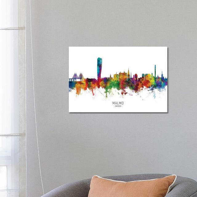 Malmo Sweden Skyline by Michael Tompsett - Wrapped Canvas Print Latitude Run Size: 45.72cm H x 66.04cm W x 3.81cm D on Productcaster.