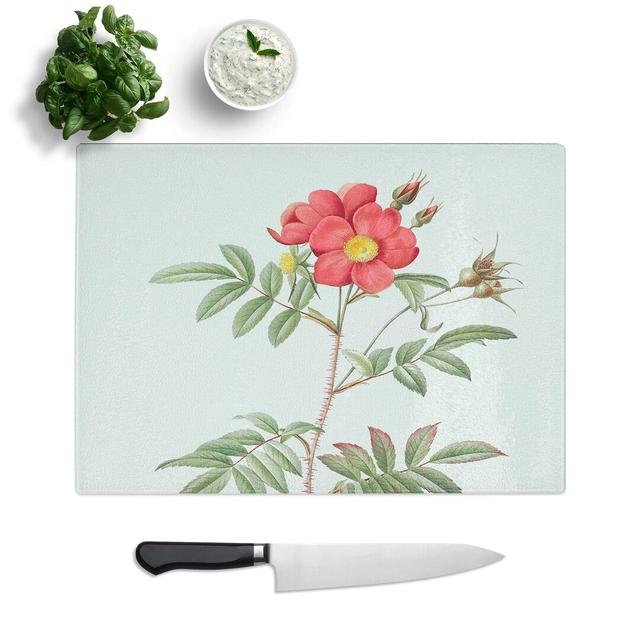 Tempered Glass Leaved Rose by Pierre-Joseph Redoute Chopping Board East Urban Home Size: 39 cm W x 28.5 cm L on Productcaster.