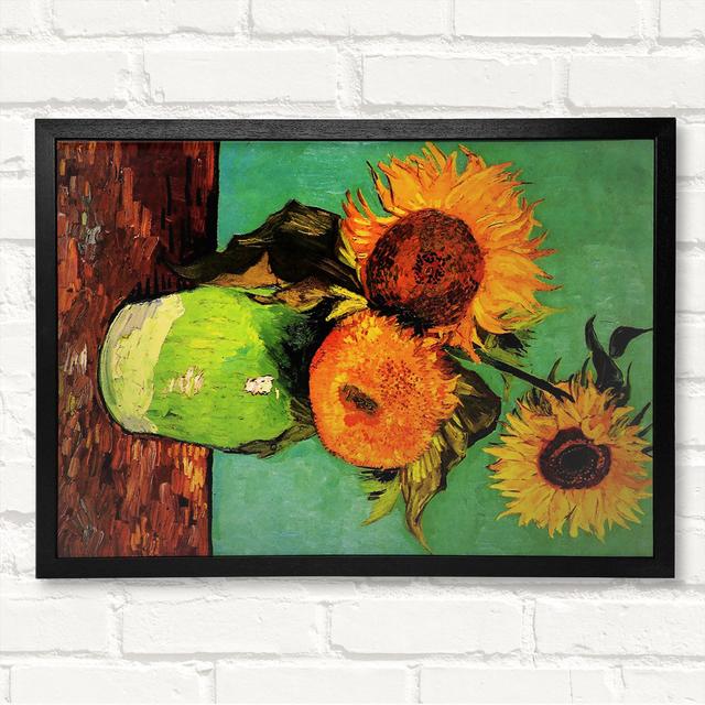 Drei Sonnenblumen in einer Vase von Vincent Van Gogh - Geschlossener Eckrahmen Kunstdrucke auf Holz ClassicLiving Größe: 59,7 cm H x 84,1 cm B on Productcaster.