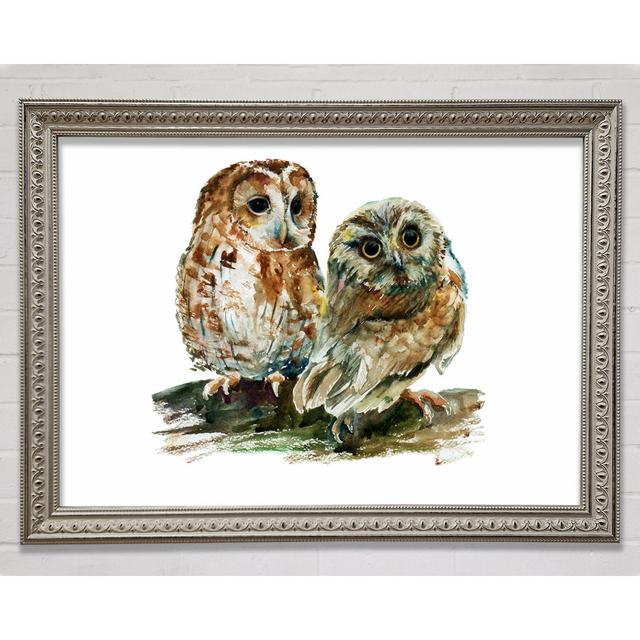 Barred Owl Duo Framed Print Union Rustic Size: 59.7cm H x 84.1cm W x 3.4cm D, Format: Gold Framed Paper on Productcaster.