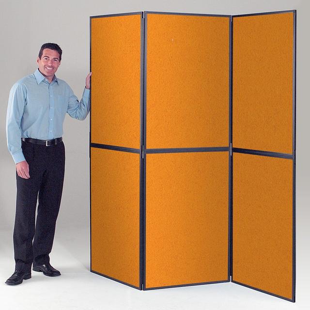 Free-Standing Bulletin Board 200cm H x 210cm W Symple Stuff Colour: Orange, Frame Finish: Black on Productcaster.