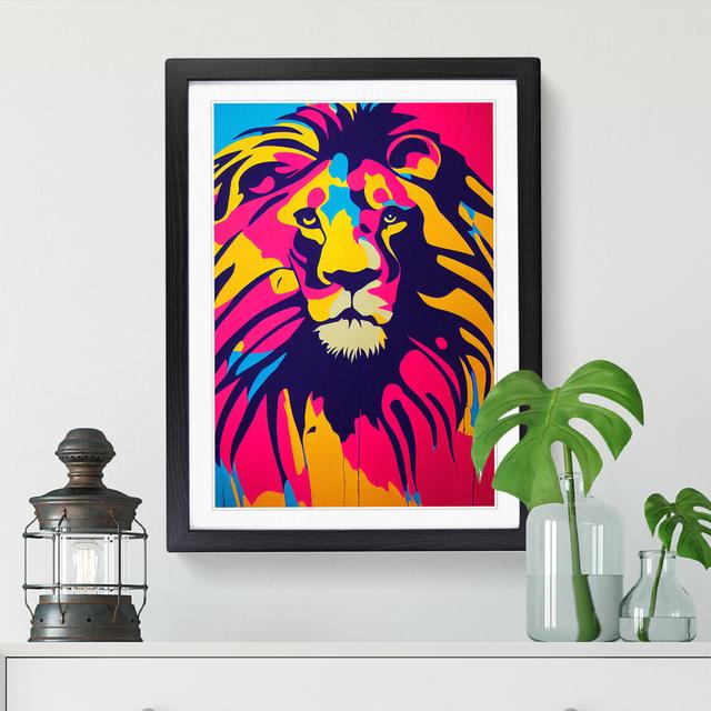 Lion Graffiti Paint - Picture Frame Graphic Art Big Box Art Size: 64cm H x 46cm W x 2cm D, Frame Option: Black on Productcaster.