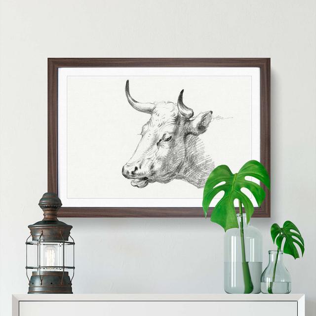 Head of a Cow by Jean Bernard - Picture Frame Drawing Print East Urban Home Size: 27cm H x 36cm W x 2cm D, Frame Option: Walnut Framed on Productcaster.