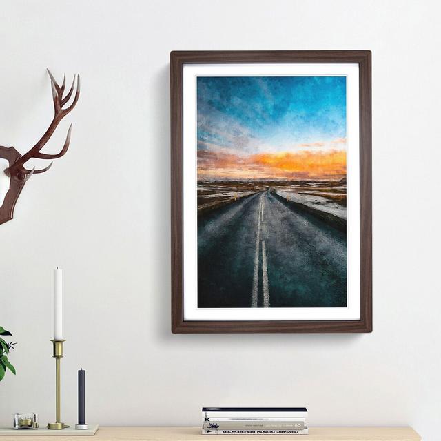 Road Through Iceland - Single Picture Frame Print on MDF East Urban Home Size: 87cm H x 62cm W x 2cm D, Frame Option: Walnut Framed on Productcaster.