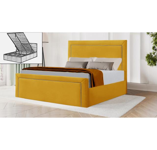 Jazzlyn Storage Bed Canora Grey Size: Small Double (4'), Colour: Yellow Mustard on Productcaster.