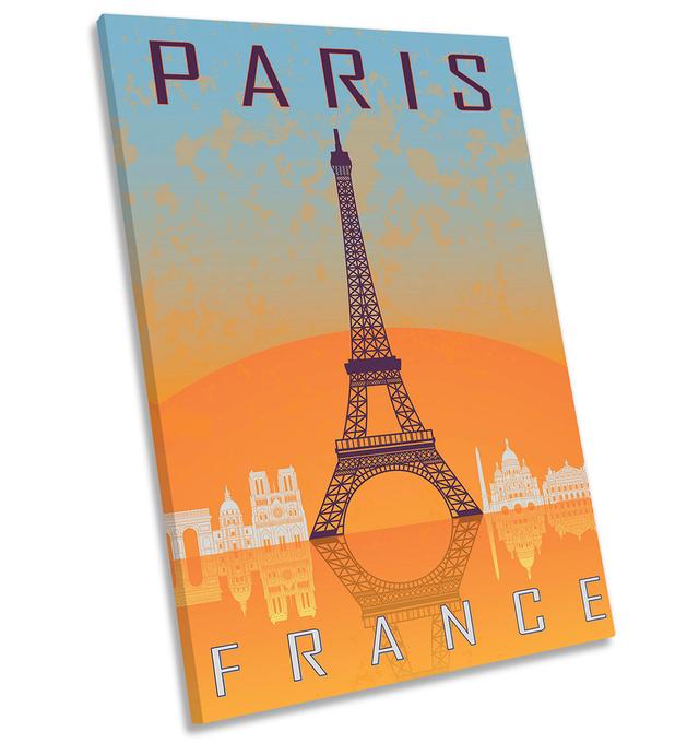 Paris Eiffel Tower - Wrapped Canvas Graphic Art Happy Larry Size: 91.4cm H x 61cm W x 4cm D on Productcaster.