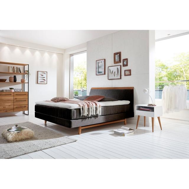 Boxspring Bed Alexandros with Topper Brayden Studio Mattress Firmness: H4: Bis ca. 120 kg, Size: 200 x 200cm on Productcaster.