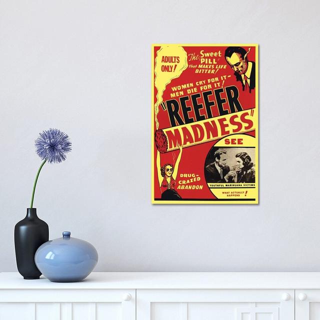 Reefer Madness Film Poster by Radio Days - Print on Canvas George Oliver Size: 45.72cm H x 30.48cm W x 1.91cm D, Format: Wrapped Canvas on Productcaster.