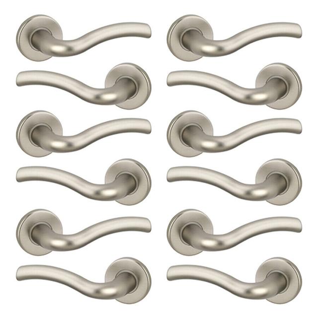 Door Handle (Set of 6) Urfic Finish: Satin Nickel Rose on Productcaster.