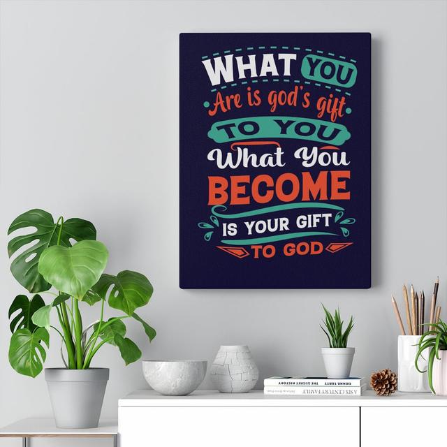 Your Gift To God - Wrapped Canvas Print Blue Elephant Size: 41cm H x 30cm W on Productcaster.