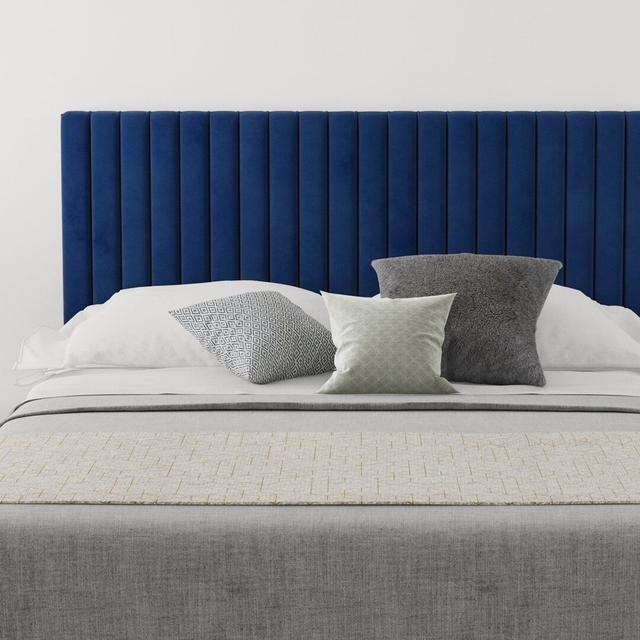 Hailey Upholstered Headboard Etta Avenue Size: Double (4'6), Upholstery: Velvet Navy on Productcaster.