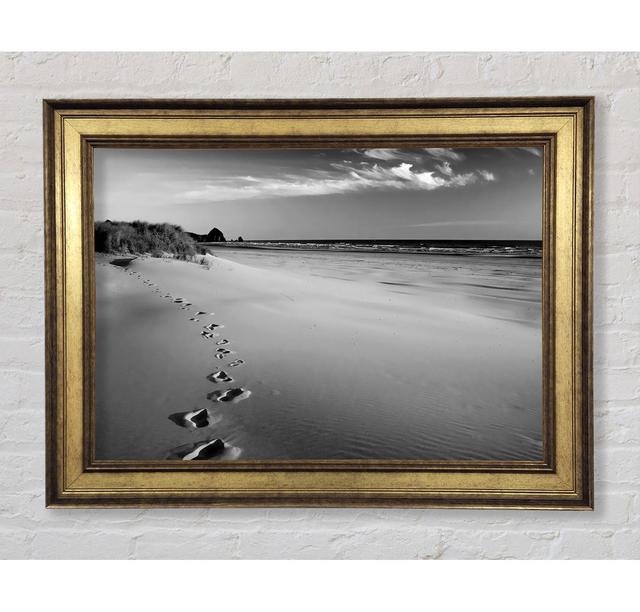 Footprints B N W Framed Print Highland Dunes Size: 21cm H x 42cm W on Productcaster.