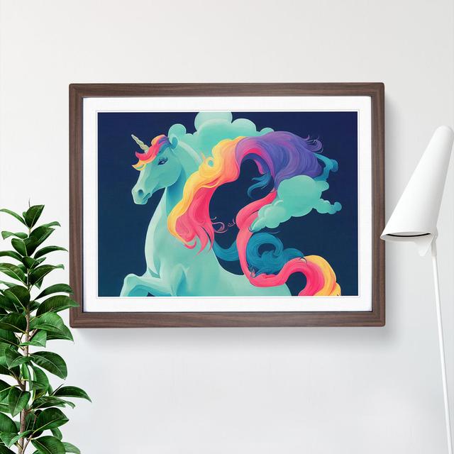 Wonderful Unicorn - Picture Frame Painting Zoomie Kids Frame Colour: Walnut, Size: 46cm H x 64cm W x 2cm D on Productcaster.