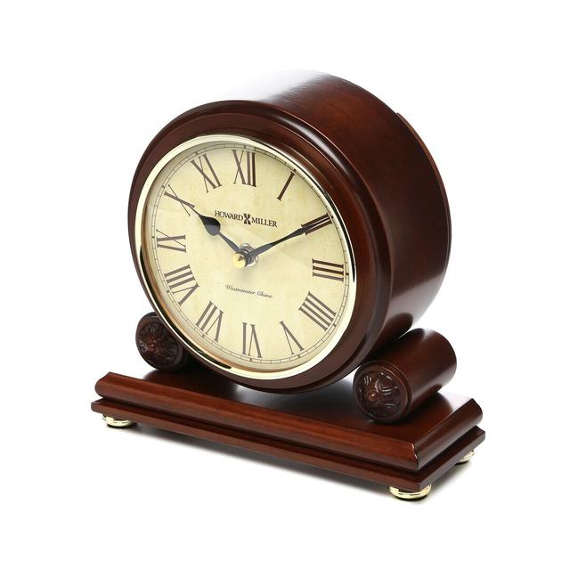 Redford Traditional Analog Wood Quartz Tabletop Clock in Windsor Cherry/Polished Brass Blue Elephant on Productcaster.