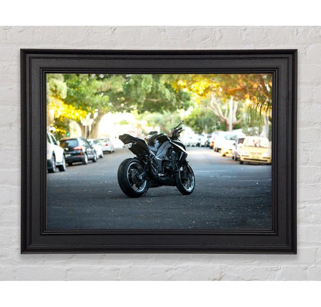 Motorbike On The Street - Single Picture Frame Art Prints Ebern Designs Size: 59.7Cm H x 84.1cm W x 8cm D on Productcaster.