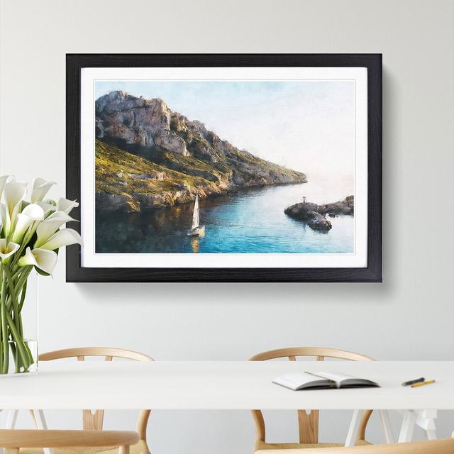 Sailboat in Marseille France - Picture Frame Graphic Art East Urban Home Frame Option: Black Framed, Size: 36cm H x 48cm W x 2cm D on Productcaster.