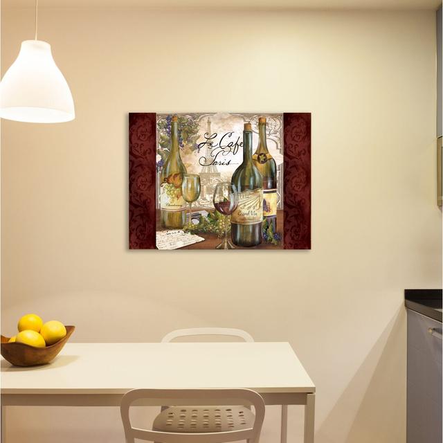 'Le Café Paris Wine' by Tre Sorelle Studios Watercolour Painting Print on Wrapped Canvas East Urban Home Size: 30.48cm H x 40.64cm W on Productcaster.