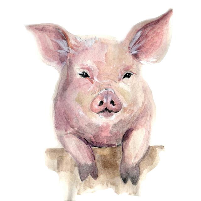 Pig - Wrapped Canvas Painting Print August Grove Size: 30cm H x 20cm W x 3.8cm D on Productcaster.