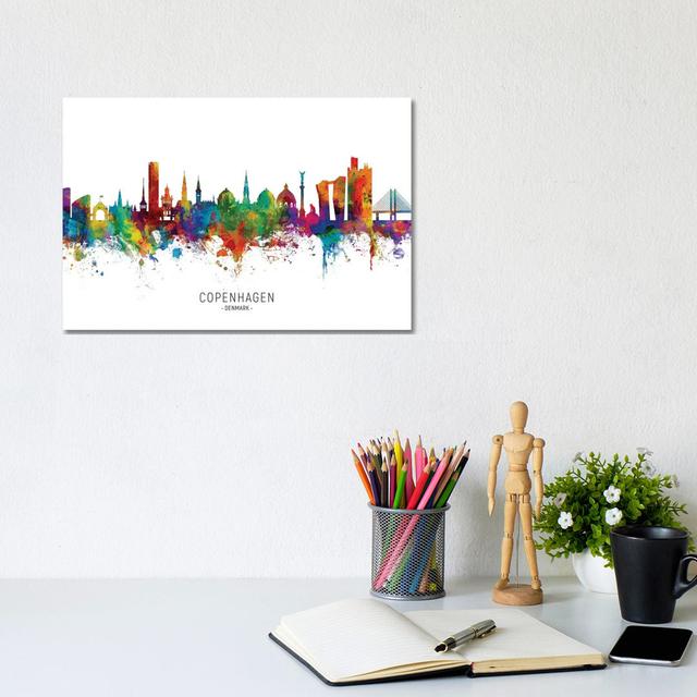 Copenhagen Denmark Skyline by Michael Tompsett - Wrapped Canvas Painting ClassicLiving Size: 20.32cm H x 30.48cm W x 1.905cm D on Productcaster.