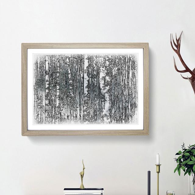 A Birch Tree Forest - Picture Frame Painting Print East Urban Home Size: 62cm H x 87cm W x 2cm D, Frame Option: Oak Framed on Productcaster.