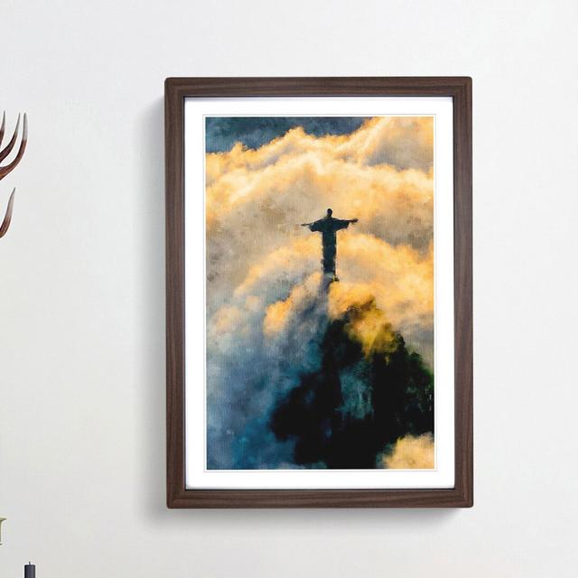 Christ the Redeemer in Brazil - Picture Frame Painting Print East Urban Home Size: 87cm H x 62cm W x 2cm D, Frame Option: Walnut Framed on Productcaster.