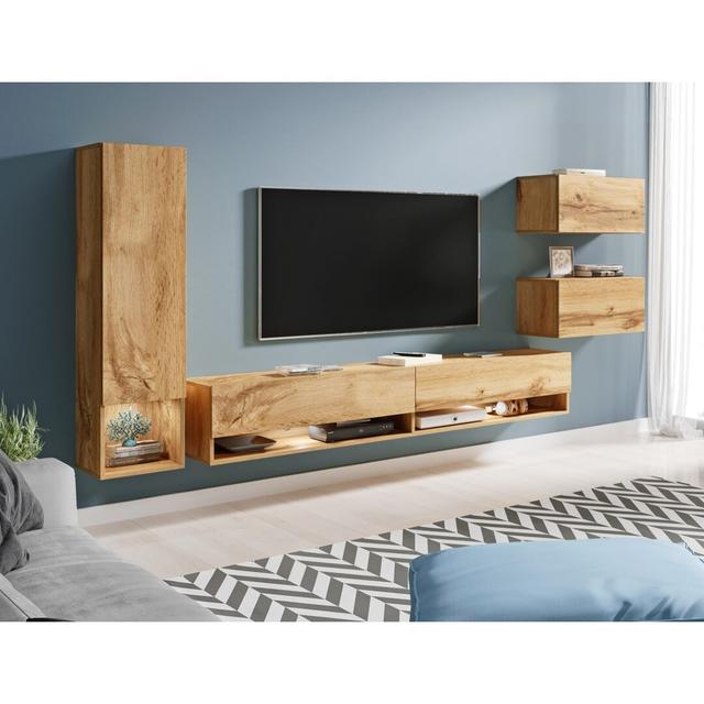 Ajinkya Entertainment Unit for TVs up to 78" Wade Logan Colour: Walnut on Productcaster.