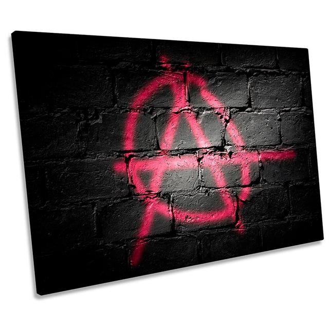 Anarchy Sign Graffiti Picture CANVAS WALL ART Print Ebern Designs Size: 40.6cm H x 61cm W x 2cm D on Productcaster.