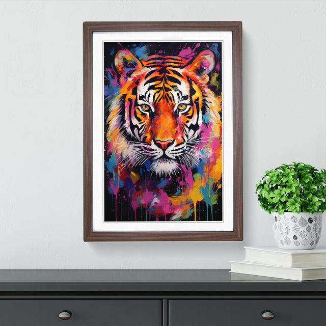 Tiger Colour Field No.2 - Single Picture Frame Print on Wood Big Box Art Size: 64cm H x 46cm W x 2cm D, Frame Colour: Walnut on Productcaster.