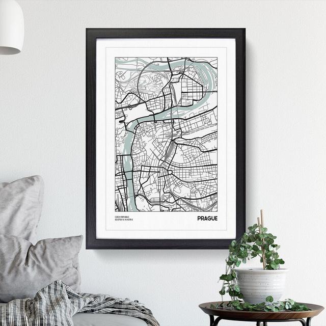 Map Prague Czech Republic - Picture Frame Graphic Art East Urban Home Frame Option: Black, Size: 90cm H x 65cm W x 2cm D on Productcaster.