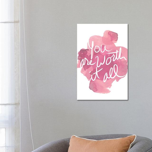 Watercoulours Pink Type I by PI Studio - Wrapped Canvas Typography Happy Larry Size: 66.04cm H x 45.72cm W x 3.81cm D on Productcaster.