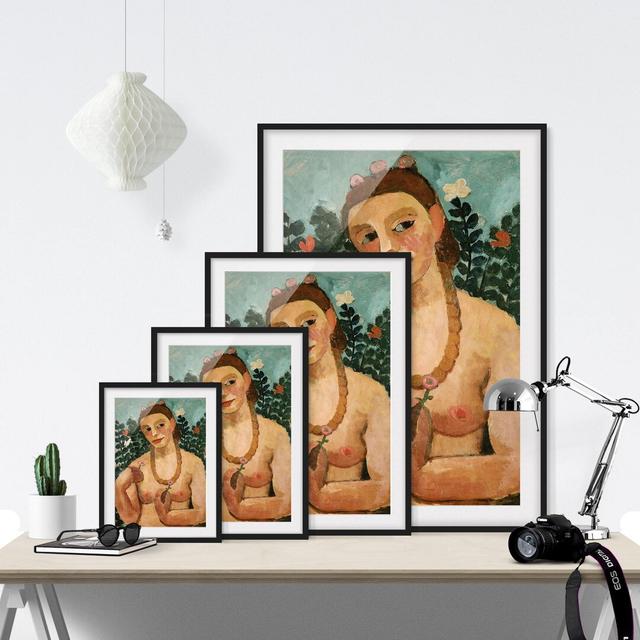 Half Nude with Amber Necklace - Picture Frame Painting Print on Paper East Urban Home Frame Options: Matt black, Size: 100 cm H x 70 cm W on Productcaster.