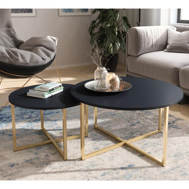 Aliska Cross Legs Coffee Table Canora Grey Table Top Colour: Navy Blue on Productcaster.