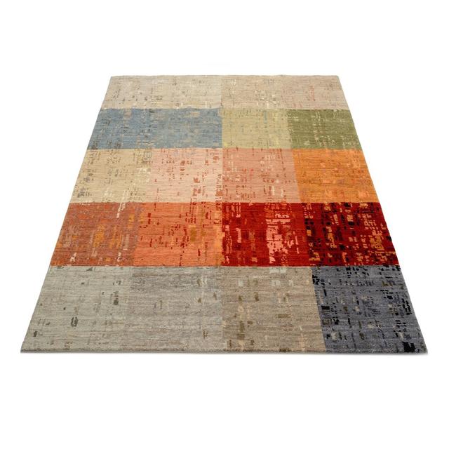 Sherburn Chusa Hand Knotted Wool Grey/Beige/Orange Rug Brambly Cottage Rug Size: Rectangle 170 x 240cm on Productcaster.