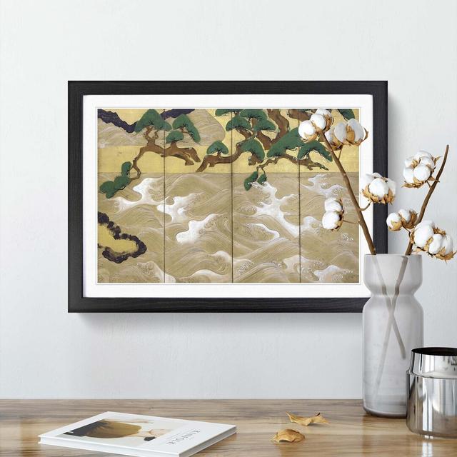 Waves at Matsushima by Tawaraya Sotatsu - Picture Frame Painting Print East Urban Home Size: 48cm H x 65cm W x 2cm D, Frame Option: Black Framed on Productcaster.