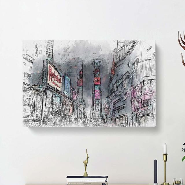 Theater District in Manhattan New York in Abstract - Wrapped Canvas Graphic Art Print East Urban Home Size: 60cm H x 91cm W x 3cm D on Productcaster.