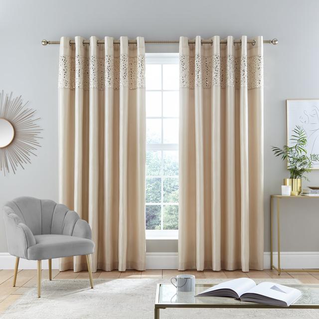 Glitzy Sequin Lined Eyelet Curtains Catherine Lansfield Panel Size: 168 W x 229 D cm on Productcaster.