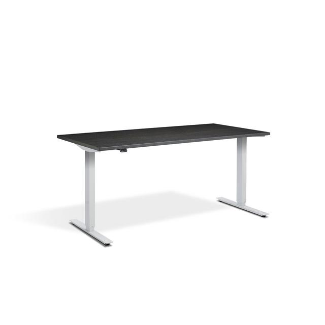 Aarifah Height Adjustable Standing Desk 17 Stories Size: 70cm H x 160cm W x 80cm D, Frame Colour: White, Top Colour: Carbon Marine Wood on Productcaster.