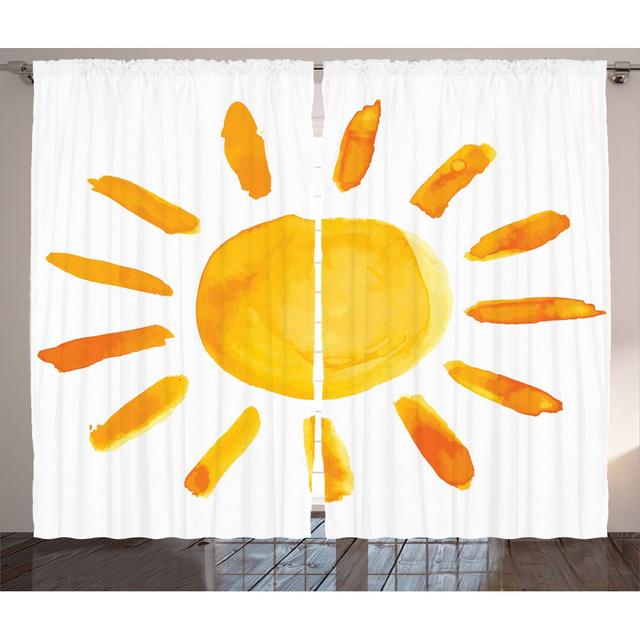 Rustikaler Vorhang, Aquarell Sun Childish, Gelb, Gelb East Urban Home Panel-Größe: 280 cm B x 260 cm T on Productcaster.