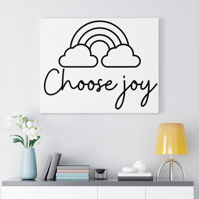 Choose Joy - Wrapped Canvas Typography Blue Elephant on Productcaster.