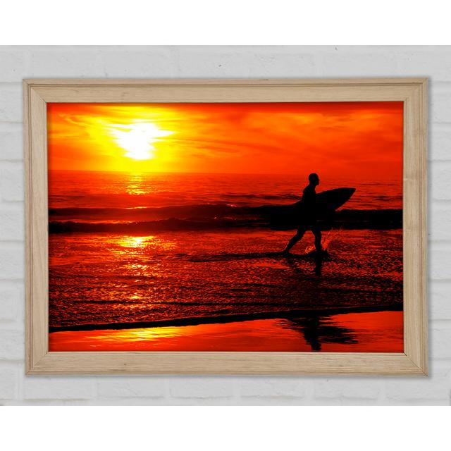 Surfers Stunning Orange Ocean Framed Print Highland Dunes Size: 59.7cm H x 84.1cm W x 1.5cm D on Productcaster.