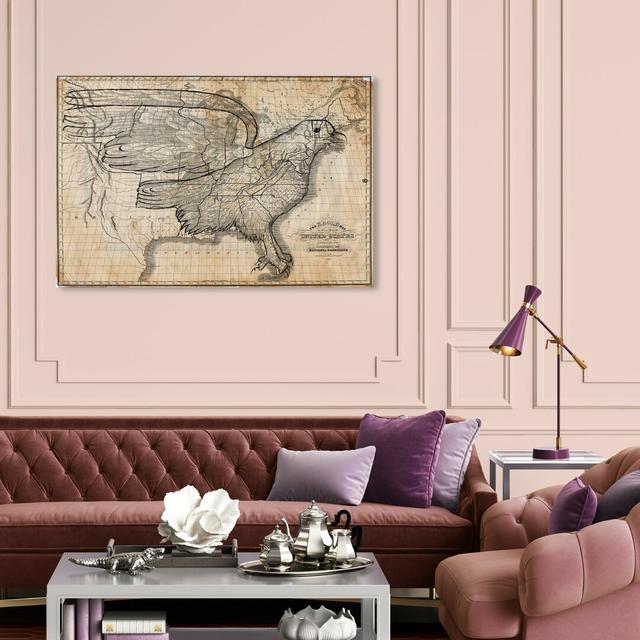 The Eagle Map Of The Us 1833 by Oliver Gal - Wrapped Canvas Print East Urban Home Size: 76.2 cm H x 114.3 cm W on Productcaster.