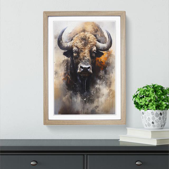 Buffalo Gestural No.4 - Single Picture Frame Art Prints on Wood Brambly Cottage Size: 64cm H x 46cm W x 2cm D, Format: Oak on Productcaster.