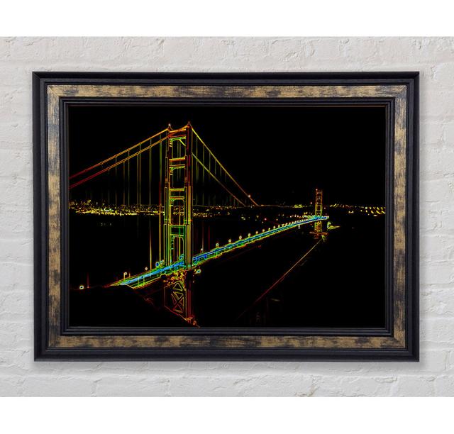 San Francisco Bridge Psychedelic - Single Picture Frame Art Prints Bright Star Size: 59.7cm H x 84.1cm W x 8cm D on Productcaster.